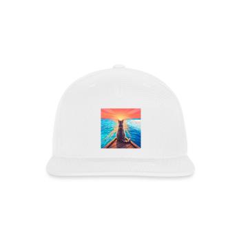 Sunset Cat on the Dock - Snapback Baseball Cap - white - Front