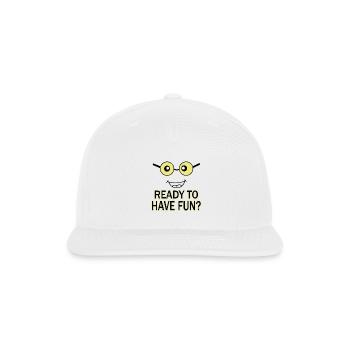 Ready To Have Fun Cute Minion Style Yellow Glasses - Snapback Baseball Cap - white - Front