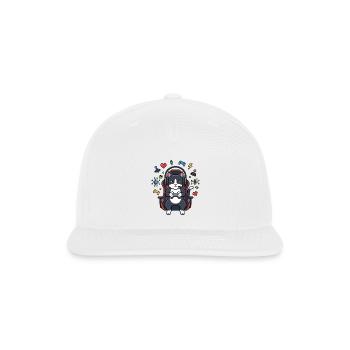 Gamer Cat in Chair with Headset - Snapback Baseball Cap - white - Front