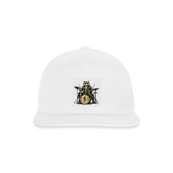 Steampunk Cat Drummer - Snapback Baseball Cap - white - Front