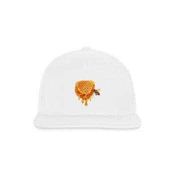 Golden Dripping Honeycomb with Honey Bee - Snapback Baseball Cap - white - Front
