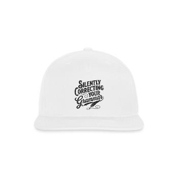Grammar Police Vintage Text Tee - Snapback Baseball Cap - white - Front