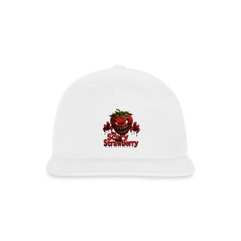 The Scary Strawberry - Horror Monster Fruit Shirt  - Snapback Baseball Cap - white - Front