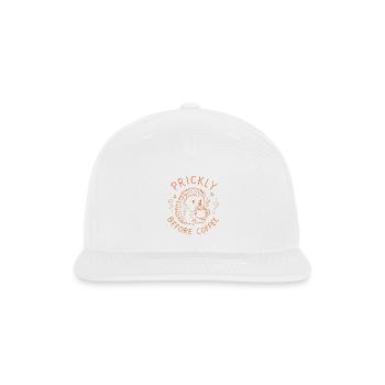 Prickly Before Coffee Hedgehog - Snapback Baseball Cap - white - Front