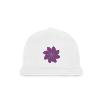 Purple Bloom Teal Center Flower - Snapback Baseball Cap - white - Front