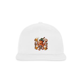 Octopus with Beer, Pretzel, and Gingerbread Hearts - Snapback Baseball Cap - white - Front