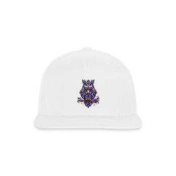 Moonlit Owl in Floral Velvet - Snapback Baseball Cap - white - Front