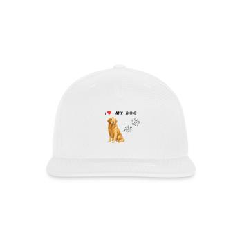 I Love My golden retriever dog paw art - Snapback Baseball Cap - white - Front