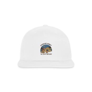 Spending Money to Sleep Outside - Snapback Baseball Cap - white - Front