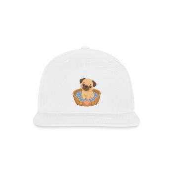 Cute pug in a dog bed with a heart - Snapback Baseball Cap - white - Front