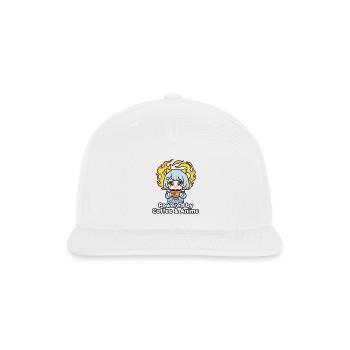 Anime Coffee Flame Mascot Tee - Snapback Baseball Cap - white - Front