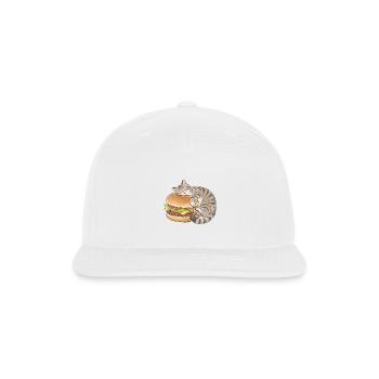 Cat Using Burger as a Pillow - Snapback Baseball Cap - white - Front