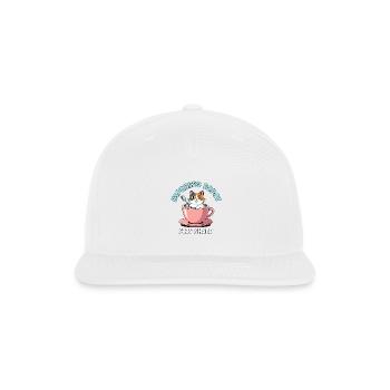 Kawaii Calico Cat Espresso Depot Pop-Art T-Shirt - Snapback Baseball Cap - white - Front
