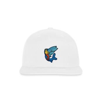 Angler vs Giant Shark Pop Art - Snapback Baseball Cap - white - Front