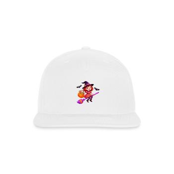 Candy Witch on Violet Broom - Snapback Baseball Cap - white - Front