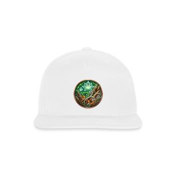 Verdant Arc: Mystic Cannabis Lotus Circle - Snapback Baseball Cap - white - Front