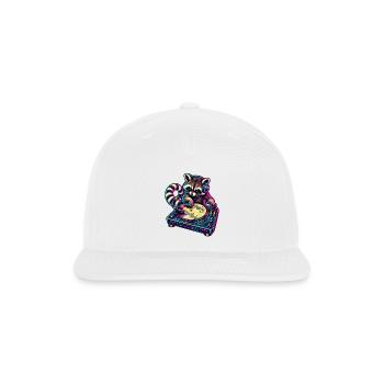 Neon Raccoon DJ Moon Mix - Snapback Baseball Cap - white - Front