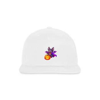 Halloween Bat with Pumpkin Lantern - Snapback Baseball Cap - white - Front