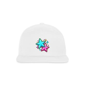 Neon Pink and Blue Stars - Snapback Baseball Cap - white - Front