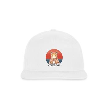 Sunset Cat Coffee Gym - Snapback Baseball Cap - white - Front