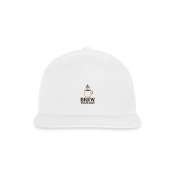 Brew Your Day Coffee Mug Graphic - Snapback Baseball Cap - white - Front