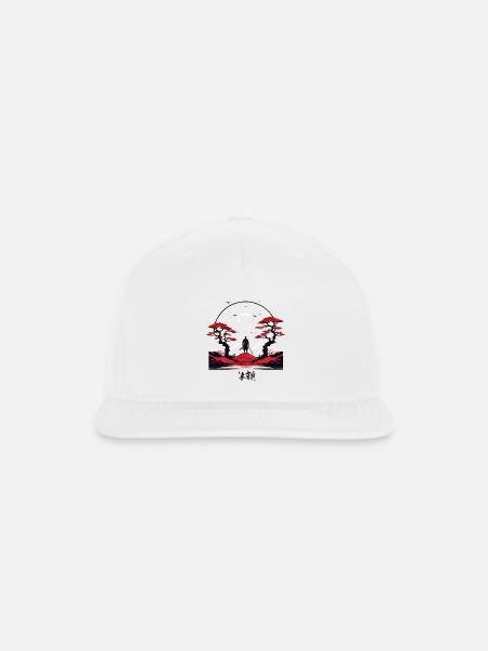 'Samurai's White Moon' - Snapback Baseball Cap - white
