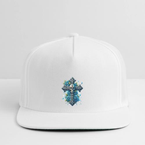 Gothic Collection - Cross, Skull & Blue Roses - Snapback Baseball Cap