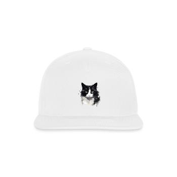 Tuxedo Cat Face - Snapback Baseball Cap - white - Front