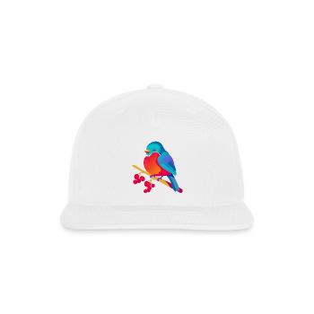 Vibrant Rainbow Songbird on Berries - Snapback Baseball Cap - white - Front