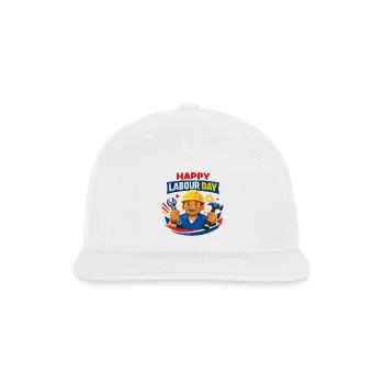 Labour Day Builder Cartoon Design - Snapback Baseball Cap - white - Front