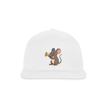 Mouse plays trumpet - Snapback Baseball Cap - white - Front