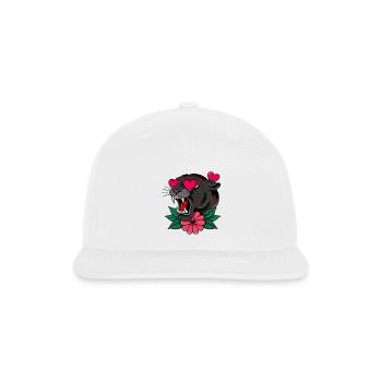 Traditional Tattoo Style Panther Love Eyes - Snapback Baseball Cap - white - Front