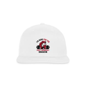 Post-Workout Snack Funny Gym Bulldog Bodybuilder - Snapback Baseball Cap - white - Front