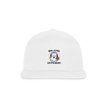 Quirky 8-Bit Ghost with Crypto Beats - Halloween - Snapback Baseball Cap - white - Front