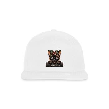 Holy Meow. Cute cat pleading for silent night. - Snapback Baseball Cap - white - Front