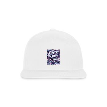 Life is short neon blue red white drip - Snapback Baseball Cap - white - Front