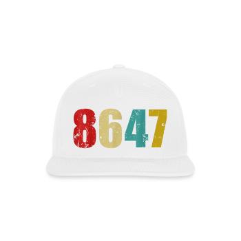 Distressed 8647 Multicolor Numerals - Snapback Baseball Cap - white - Front