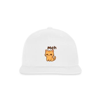 Cute Unimpressed Orange Kitten "Meh" - Snapback Baseball Cap - white - Front