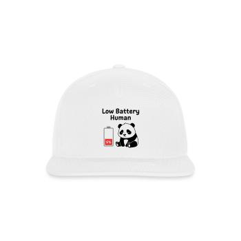 Low Battery Human Cute Minimal Aesthetic Panda Art - Snapback Baseball Cap - white - Front