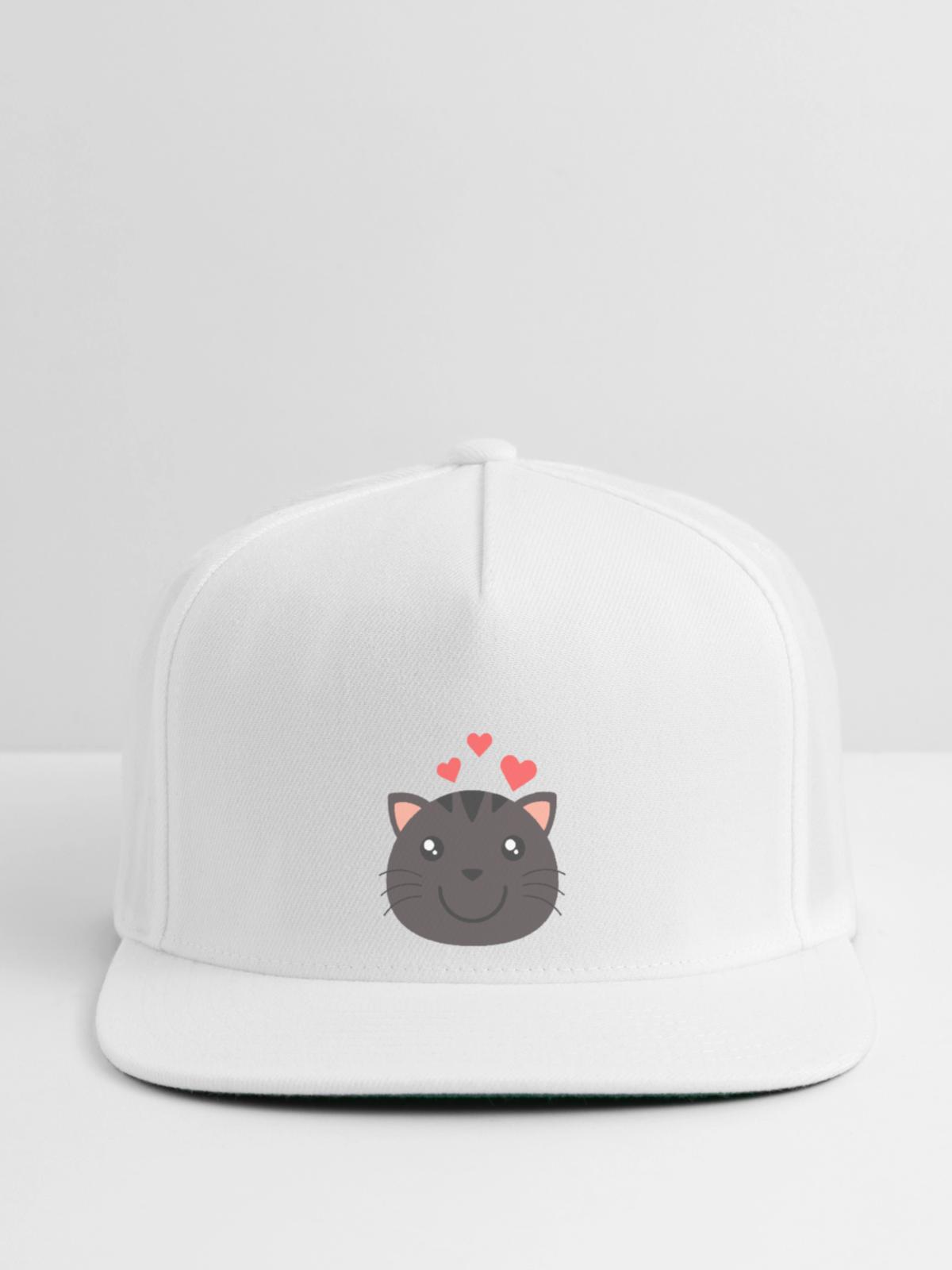 Heartfelt Cat Face - Snapback Baseball Cap - white - Front