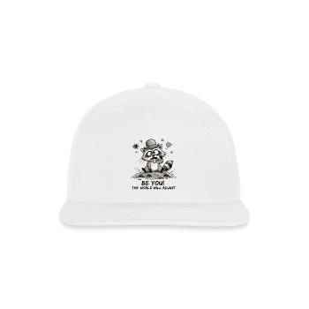 Quirky Raccoon Motivational Sticker Design - Snapback Baseball Cap - white - Front