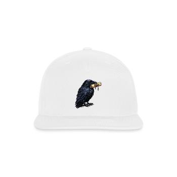 Raven with Message  - Snapback Baseball Cap - white - Front
