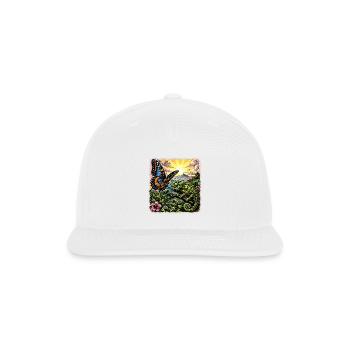 Sunrise Jungle: Butterfly Meets Chameleon - Snapback Baseball Cap - white - Front