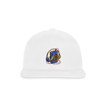 Retro Cassette Boombox Headphones - Snapback Baseball Cap - white - Front