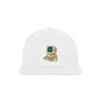 Retro Pixel Smile Computer - Snapback Baseball Cap - white - Front