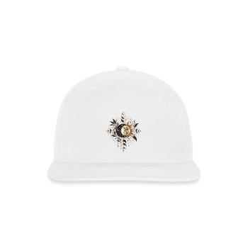 Celestial Moon and Wildflowers Boho Design - Snapback Baseball Cap - white - Front