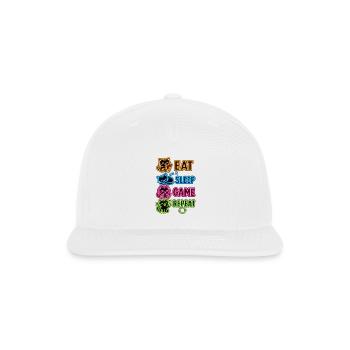 Eat Sleep Game Repeat Neon Cat Gaming Design - Snapback Baseball Cap - white - Front