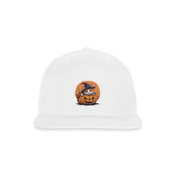 Pumpkin Cat in Witch Hat  - Halloween - Snapback Baseball Cap - white - Front