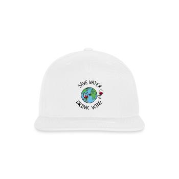 Save Water Drink Wine - Happy Earth Wine Lover - Snapback Baseball Cap - white - Front