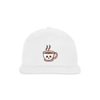 Coffee Cup Cat Face - Snapback Baseball Cap - white - Front